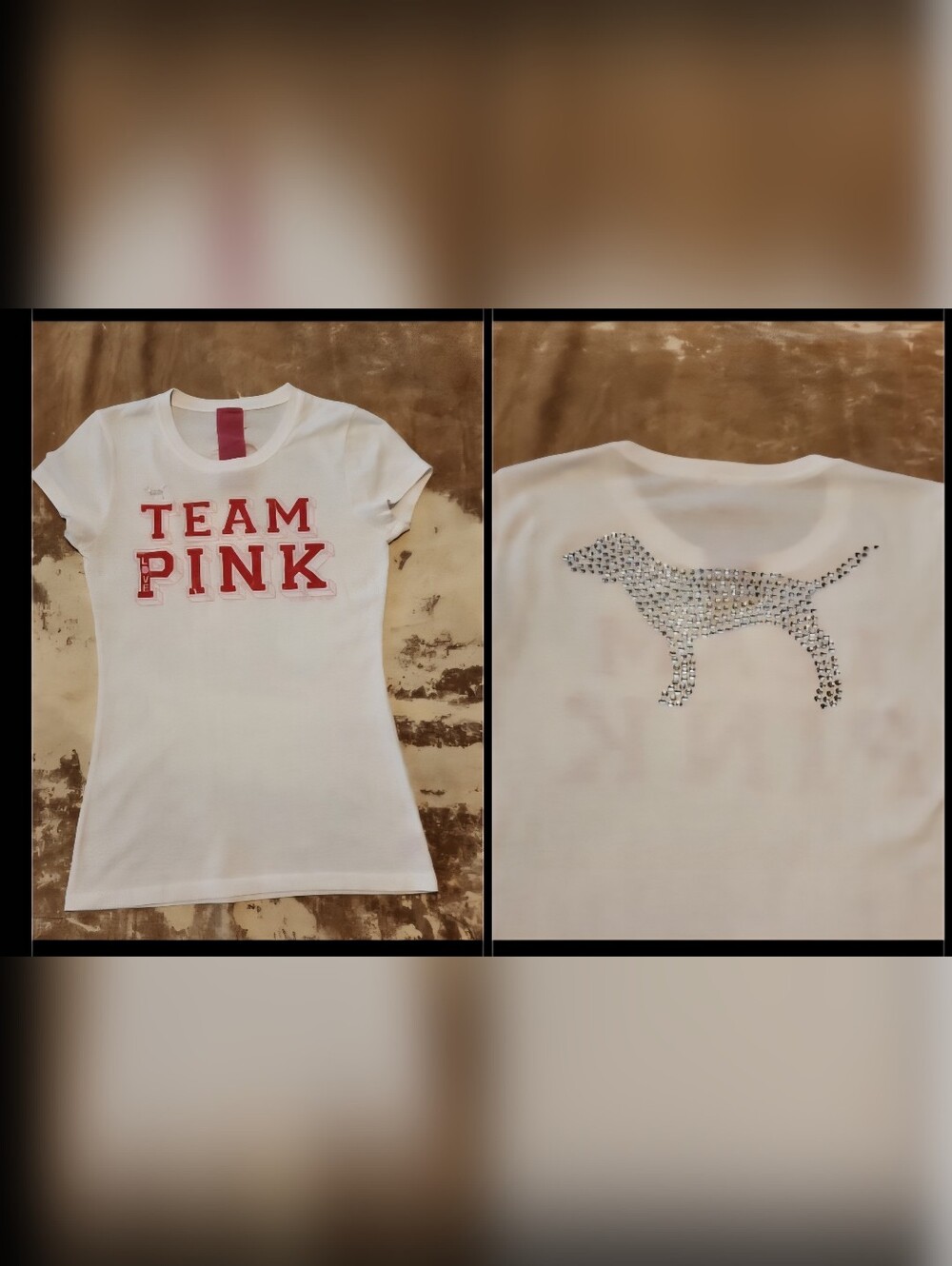 Y2k Pink VS Team Pink With Rhinstone Diamond Bling Dog Logo On Back. Size: Small
